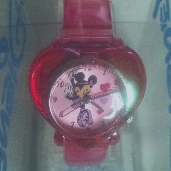 Vintage Rare Disney Minnie Mouse Heart Face Fashion Wristwatch - Picture 4 of 7